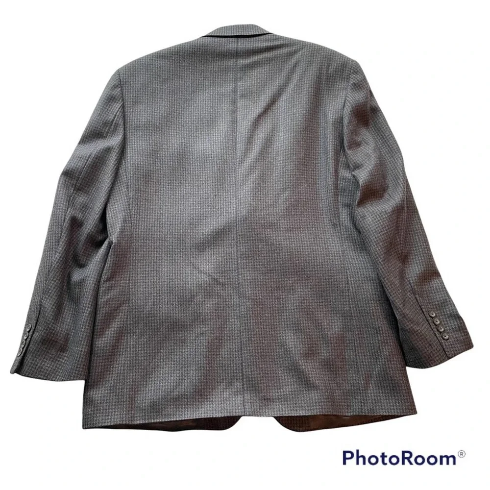 Oscar de la Renta Suit Jacket Blazer Sport Coat Gray Blue 42R Workwear